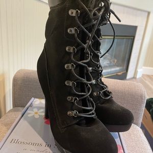 Heeled ankle lace boots. Never worn. Purchased from shoe dazzle